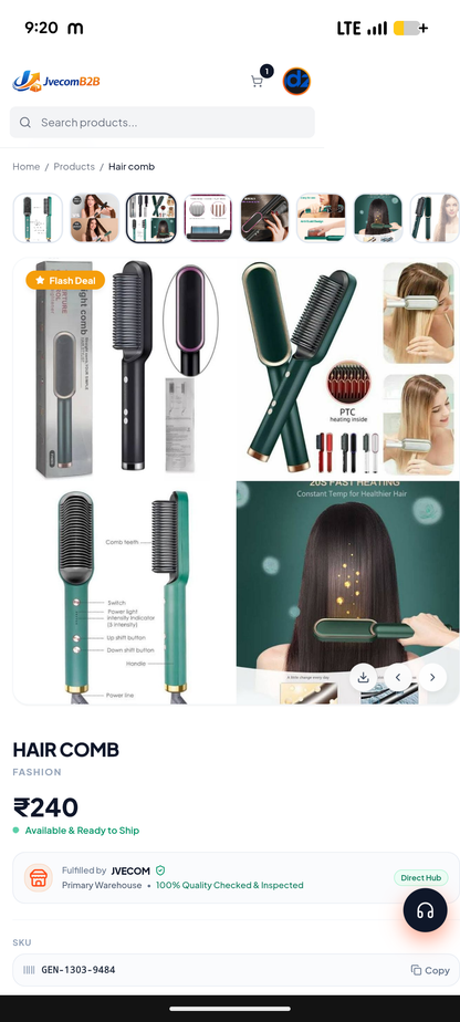 Electric Hair Brush Straightener Comb for Smooth, Silky Hair