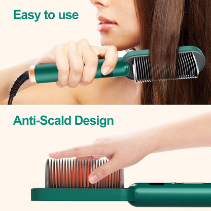 Electric Hair Brush Straightener Comb for Smooth, Silky Hair