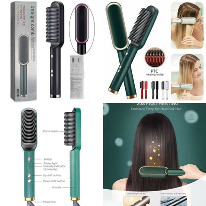 Electric Hair Brush Straightener Comb for Smooth, Silky Hair