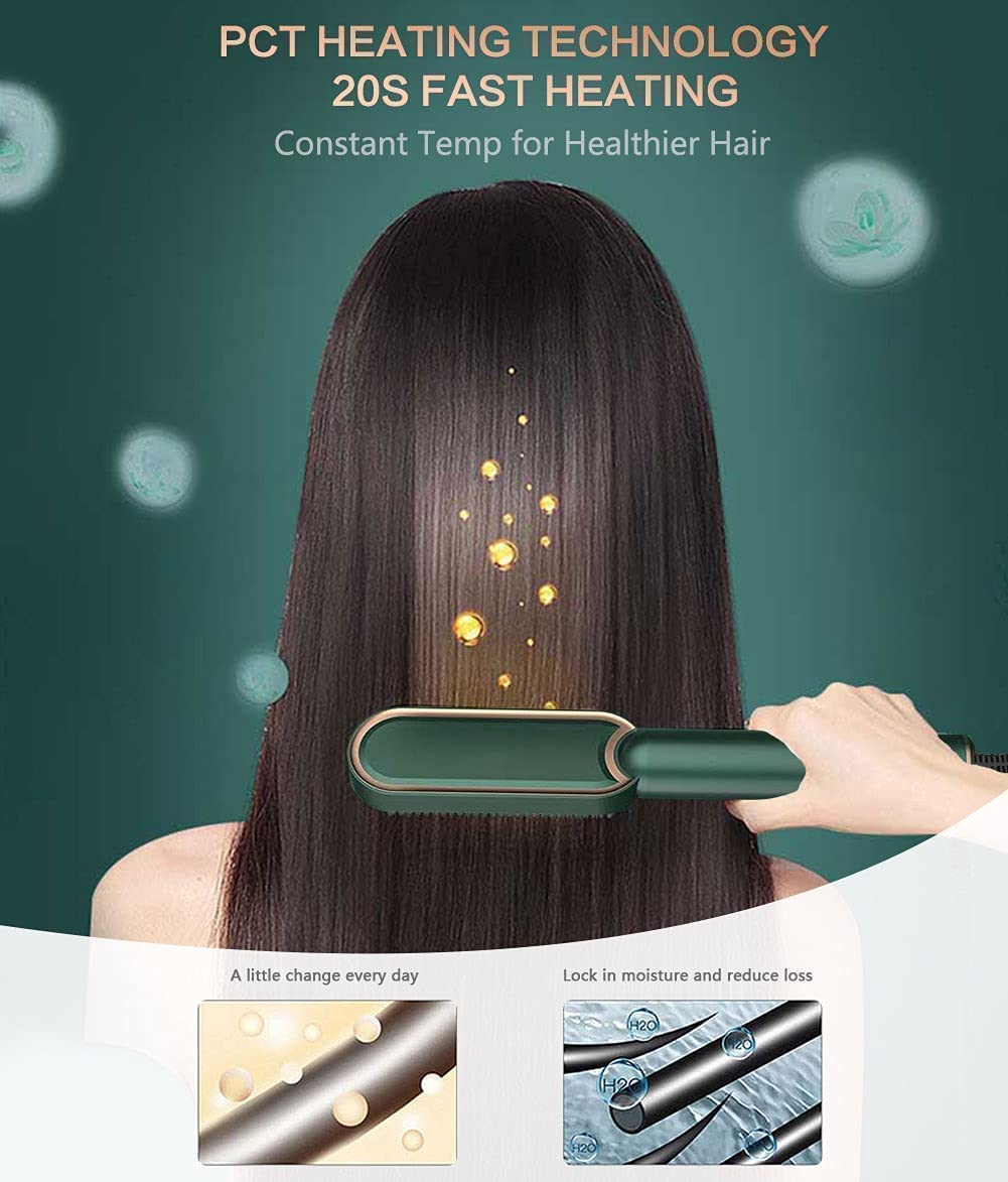 Electric Hair Brush Straightener Comb for Smooth, Silky Hair