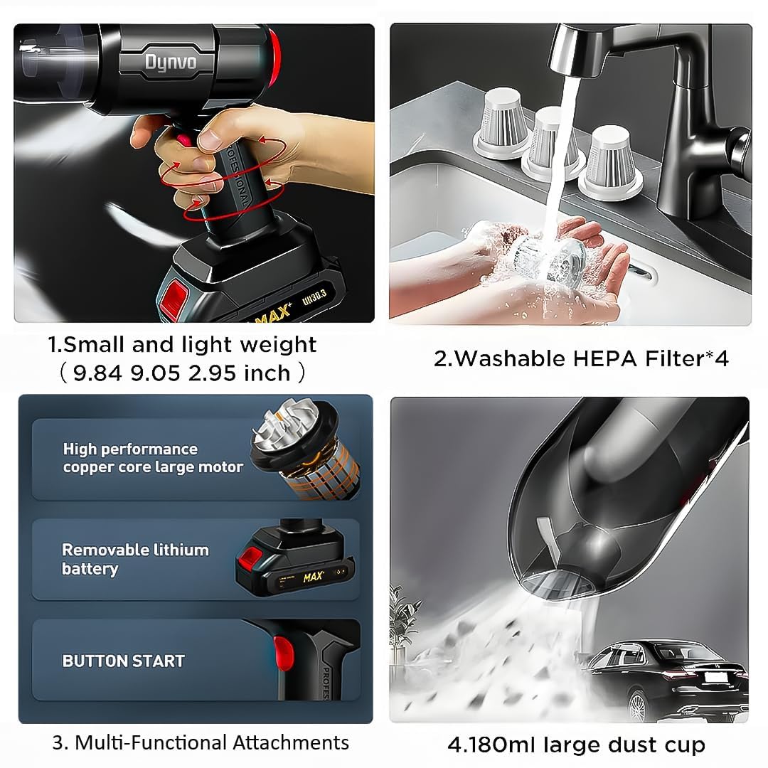 Wireless Handheld Car Vacuum Cleaner, 3-in-1 High Power 18000PA