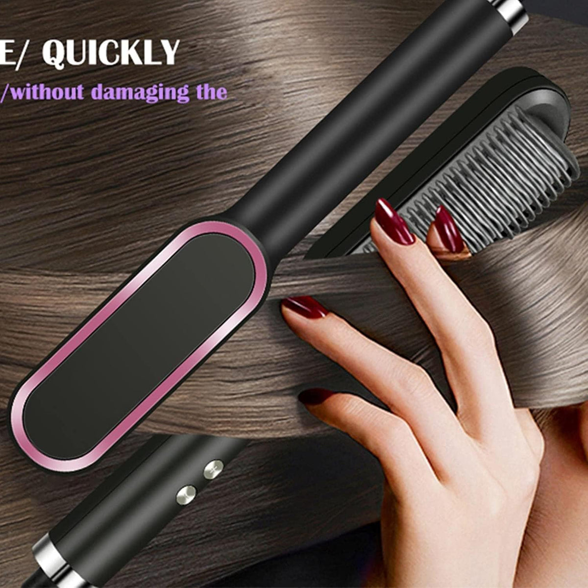 Electric Hair Brush Straightener Comb for Smooth, Silky Hair